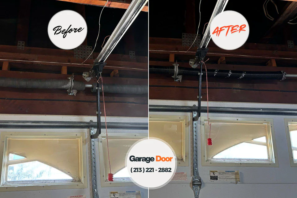 Before and after: garage door repair Gordon Heights, NY